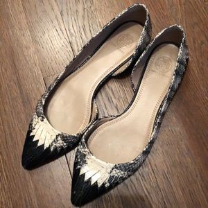 Tory Burch snake skin leather flat